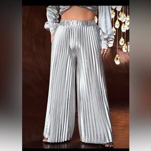 Silver Pleated Women's Pants